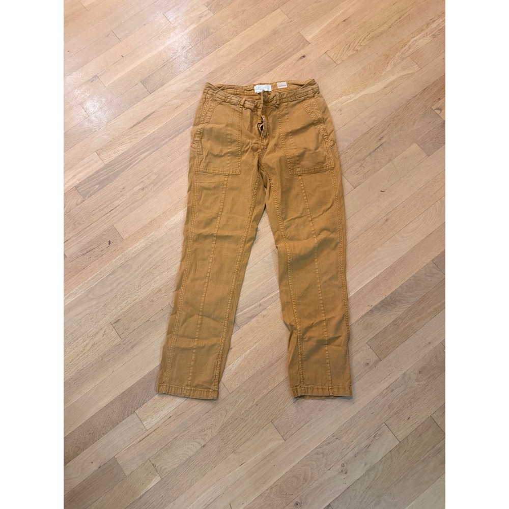 Anthropologie The Wanderer Utility Pants Mustard Yellow Ochre Slim Leg Size 27